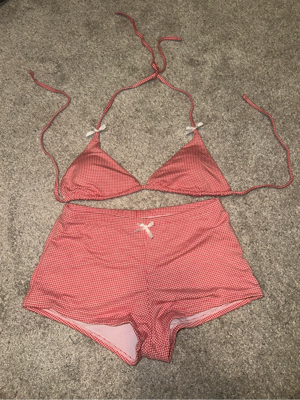 Red Gingham Two-Piece Bikini Set - size small